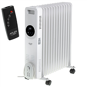 Adler AD 7826 Oil-filled LED Radiator with remote control 13 ribs, White