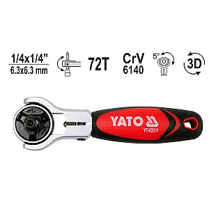 YATO RATCHET WITH ROTATING HEAD 1/4" 2IN1