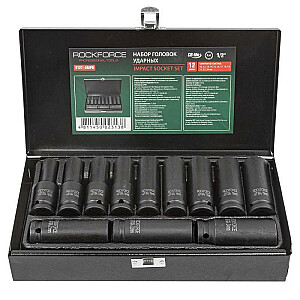 ROCKFORCE IMPACT SOCKETS LONG 12pcs.1/2" 10-24mm /CASE