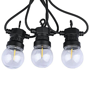 Garden garland V-TAC VT-71510 5W 5 m rope, 10 bulbs 0.5W IP44 3000K 550lm (SKU 212728) Black