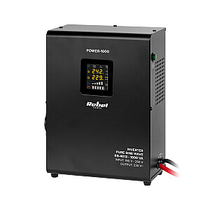 Rebel POWER-1000 Wall-Mounted Emergency Power Supply - converter with pure sine wave and charging function 12V 230V 1000VA/700W