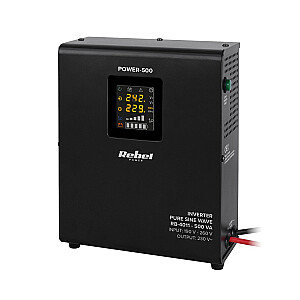 Rebel POWER-500 Wall-Mounted Emergency Power Supply - converter with pure sine wave and charging function 12V 230V 500VA/300W