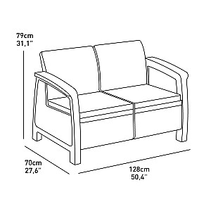 Dārza dīvāns divvietīgs Corfu Love Seat pelēks