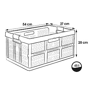 Saliekamā kaste ar kravnesību līdz 50kg Ben 54x37x28cm 45L gaiša sudraba krāsā