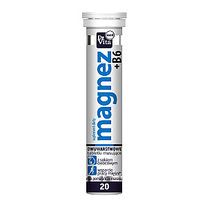 DR VITA Maisto papildas Magnesium + B6 20 šnypščiųjų tablečių