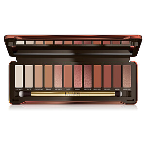 EVELINE Charming Mocha Eyeshadow Palette, палетка из 12 теней для век.