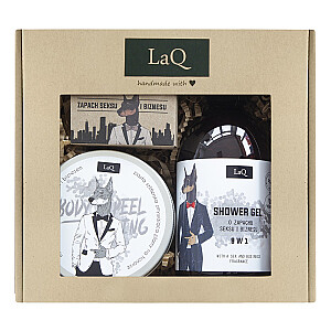 LAQ SET Doberman dušo želė 500ml + veido muilas 85ml + kūno šveitiklis 200ml