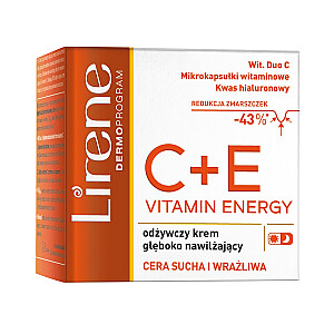 LIRENE Vitamin Energy C+E maitinamasis kremas, lyginantis raukšles, giliai drėkinantis sausai ir jautriai odai 50ml