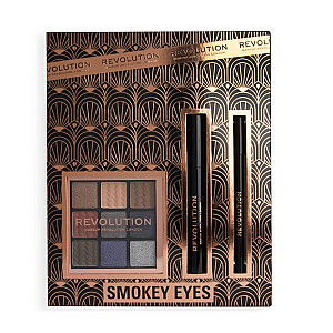 MAKEUP REVOLUTION SET Smokey Eyes Black akių pieštukas + juodas tušas + akių šešėliai