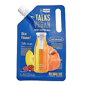 MISSHA Talks Vegan Squeeze Pocket Sleeping Mask lyginamoji naktinė kaukė moliūgų ir raudonųjų pupelių ekstrakto pagrindu Skin Fitness 10ml