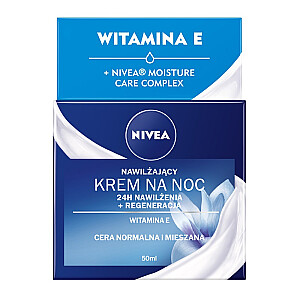 NIVEA 24H Hydration + Regeneration drėkinamasis naktinis kremas normaliai ir mišriai odai 50ml