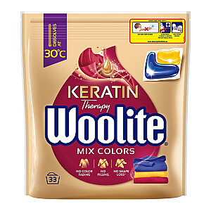 Kapsulės skalbimui WOOLITE Color Protection su keratinu Mix Colors 33 vnt.