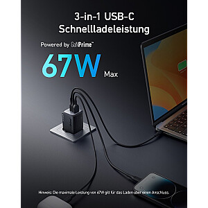 Ładowarka sieciowa Prime 735 67W 2xUSB-C 1xUSB-A Czarna 