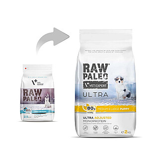 RAW PALEO Ultra Medium&Large Puppy Turkey - dry food for puppies - 2 kg