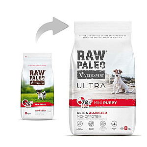 RAW PALEO Ultra Mini Puppy Beef - dry food for puppies of small breeds - 8 kg