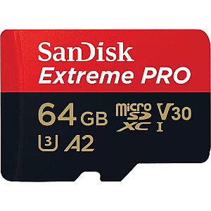 Карта SanDisk Extreme PRO MicroSDXC 64 ГБ 10 классов UHS-I/U3 A2 V30 (SDSQXCU-064G-GN6MA)