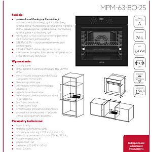 MPM-63-BO-25 встраиваемая электрическая духовка черного цвета