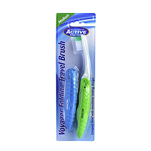 ACTIVE ORAL CARE Voyager Folding Travel Brush kelioniniai dantų šepetėliai Vidutinis 2 vnt.