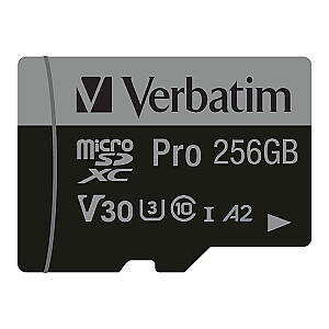 SD MicroSD kortelė 256 GB Verbatim SDHC Pro Class 10 + Adapteris mažmeninė prekyba