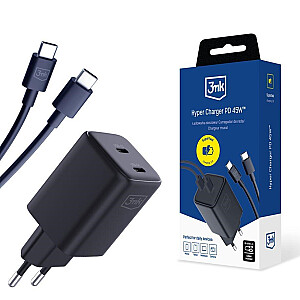 3mk Hyper Charger PD 45W Black + 2 USB-C/C laidai