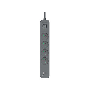 Tracer Power Line+ 1,5 м 4 USB-розетки PD18W графит