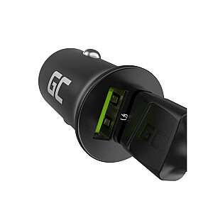 Green Cell GC CADM-GC-36AA - USB įkroviklis 36W 2x USB-A juodas žibintuvėlis, GPS, ausinės, mobilusis telefonas, navigatorius, kita, nešiojamasis garsiakalbis, maitinimo blokas, išmanusis telefonas, išmanusis laikrodis, planšetinis kompiuteris, telefonas, universalus juodas cigarečių žiebtuvėlis Greitas įkrovimas Auto, 