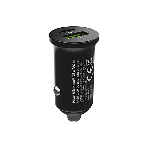 Green Cell GC CADM-GC-38AC - USB įkroviklis 38 W 1x USB-C USB-A juodas žibintuvėlis, GPS, ausinės, mobilusis telefonas, navigatorius, kita, nešiojamas garsiakalbis, maitinimo bankas, išmanusis telefonas, išmanusis laikrodis, planšetė, universali juoda cigaretė lengvesnis Greitas įkrovimas Automatinis, Vidinis