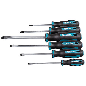 MAKITA SCREWDRIVER SET 6pcs.  (SL4.0 x 100 / SL5.5 x 100 / SL6.5 x 125 / SL8 x 150 / PZ1 x 80 / PZ2 x 100)