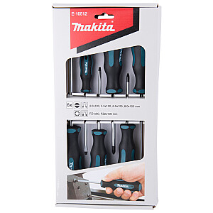 MAKITA SCREWDRIVER SET 6pcs.  (SL4.0 x 100 / SL5.5 x 100 / SL6.5 x 125 / SL8 x 150 / PZ1 x 80 / PZ2 x 100)