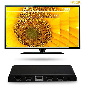 AV HDMI 2.0 skirstytuvas 1/4 Ultra HD 4Kx2K 3D Techly