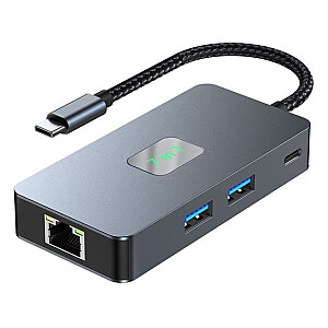 Адаптер USB C (7w1) HDMIx2 USB SD/TF RJ45 PD