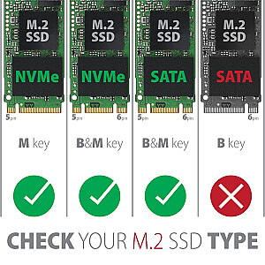 EEM2-GTS2 Obudowa zewnętrzna aluminiowa bezśrubowa USB-C 3.2 Gen 2 M.2 NVMe & SATA SSD + USB-A - USB-C redukcja