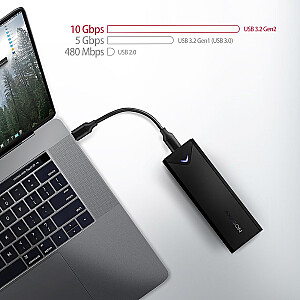 EEM2-UB2 Obudowa zewnętrzna aluminiowa, USB-C 3.2 Gen 2 - M.2 NVMe SSD, długość 42 do 80 mm Czarna