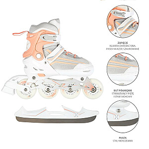 NILS EXTREME NH18190 2IN1 INLINE SKATES WHITE/PINK SIZE. M (34-38) WITH INTERCHANGEABLE HOCKEY SKATES