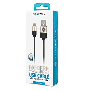 Forever Modern USB to Lightning kabelis 1,0 m 2A juodas