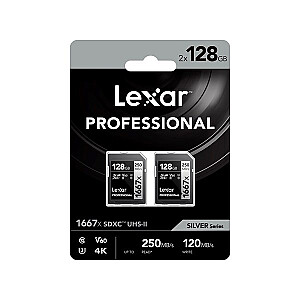 Lexar SDXC 128 GB Professional 1667x UHS-II U3 - 2 pak.