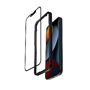 Antibakterinis 3D šarvuotas apsauginis stiklas, skirtas iPhone 14/iPhone 13/iPhone 13 Pro su montavimo rėmeliu