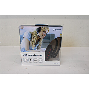 SALE OUT. Gembird MHS-U-001 USB headphones, glossy black | Gembird MHS-U-001 USB headphones | Built-in microphone | USB Type-A | Glossy black | DAMAGED PACKAGING, SCRATCHES SMALL  ON SIDES