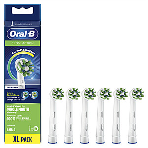 Oral-B CrossAction keičiamos dantų šepetėlio galvutės | EB50RB-6 | Galvos | Suaugusiems | Komplekte esančių šepetėlių galvučių skaičius 6 | Baltas