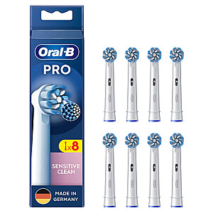 „Oral-B Pro Sensitive Clean“ keičiamos dantų šepetėlio galvutės | Galvos | Suaugusiems | Komplekte esančių šepetėlių galvučių skaičius 8 | Baltas