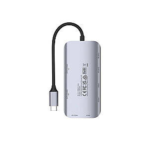 UNITEK АКТИВНЫЙ ХАБ USB-C 2X HDMI, SD, 4K, RJ45, PD 100 Вт