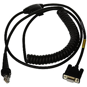 Industrial Cable: RS232 (5V signals), black, DB9 Female, 3m (9.8 ´), coiled, 5V external power with option power on pin 9, with ferrite