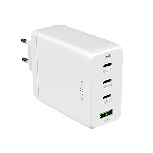 Fiksuotas GaN 3xUSB-C/USB kelioninis įkroviklis 100W | FIXCG100-3CU-WH