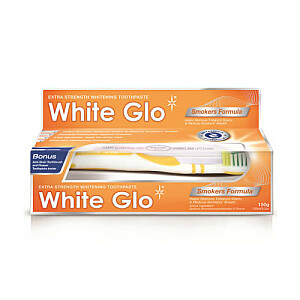 WHITE GLO SET Smokers Formula wybielająca pasta do zębów dla palaczy 100ml + szczoteczka