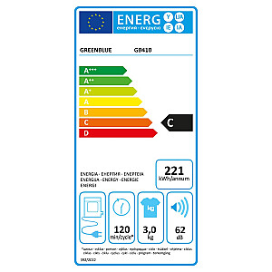 GreenBlue GB410 elektrinė drabužių džiovykla 3 kg 830 W ventiliuojama 5 džiovinimo programos kompaktiškas stalviršis, nešiojamas ant sienos su priedais