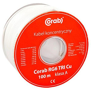 COAX CABLE RG6 TRI Cu CORAB (ritė 100 m) A klasė