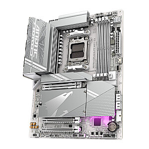 Материнская плата GIGABYTE X870 A ELITE WF7 ICE — поддерживает процессоры AMD Ryzen 9000, 16+2+2 фазы цифрового VRM, до 8000 МГц DDR5 (OC), 4xPCIe 5.0 + 4xM.2, Wi-Fi 7, 2.5GbE LAN, USB 3.2 Gen 2x2