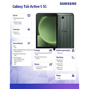 Tab Active5 5G (8.0 cali, 8+256 ГБ) Enterprise Edition Черный