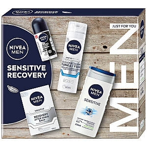 NIVEA SET Sensitive Recovery Collection żel pod prysznic 250ml + antyperspirant roll-on 50ml + balsam po goleniu 100ml + pianka do golenia 200ml