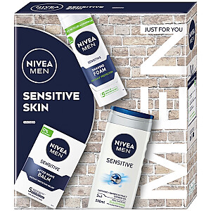 NIVEA SET Sensitive Skin żel pod prysznic 250ml + balsam po goleniu 100ml + pianka do golenia 200ml